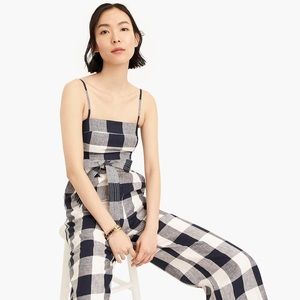 J Crew Gingham Wide Leg Belted Jumpsuit
